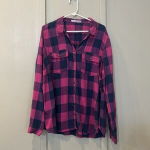 Maurices Womens Shirt Size 2 Pearl Snap Plaid Country Western Rodeo Fall
